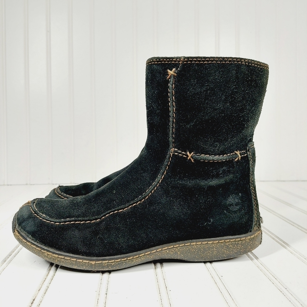 Timberland Leather Suede Waterproof Black Zippered Winter Ankle Boots I111